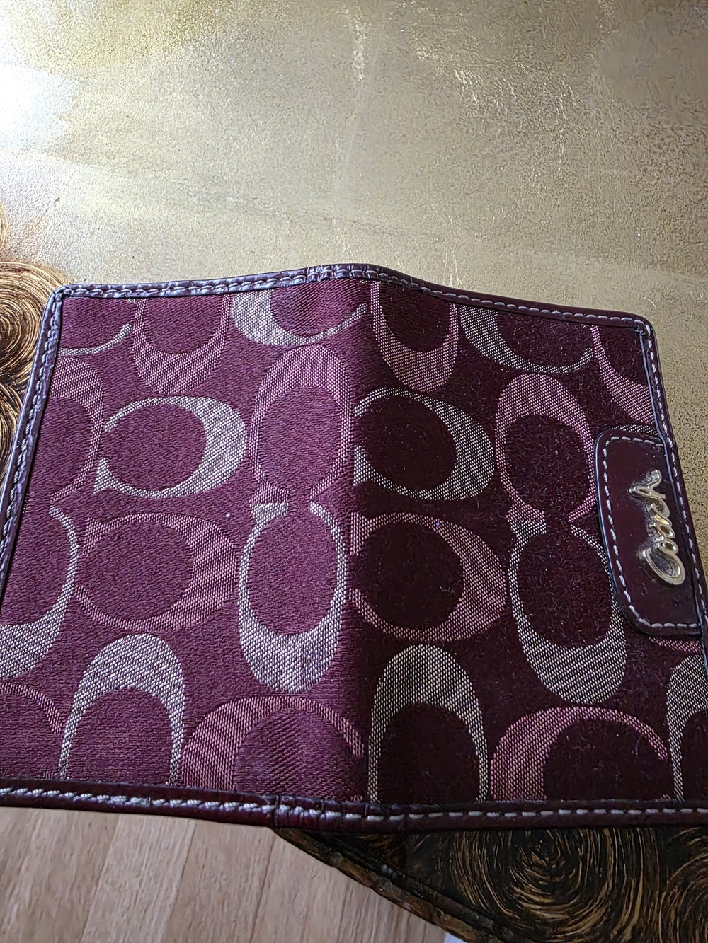 Coach Signature Wristlet and Card Case Set - Tan and Burgundy - Picture 3 of 8